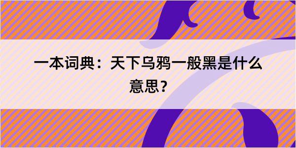 一本词典：天下乌鸦一般黑是什么意思？