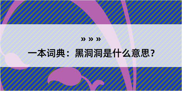 一本词典：黑洞洞是什么意思？