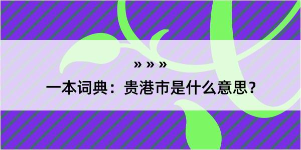 一本词典：贵港市是什么意思？