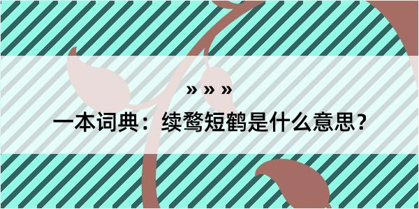 一本词典：续鹜短鹤是什么意思？