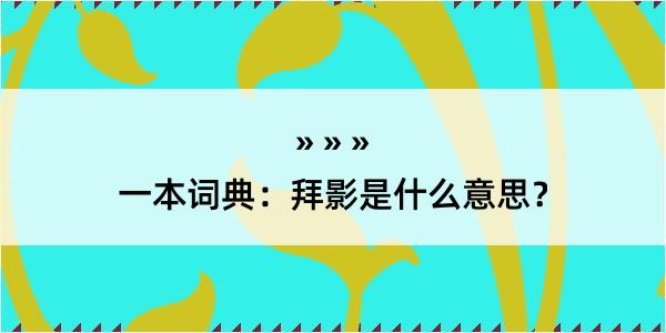 一本词典：拜影是什么意思？