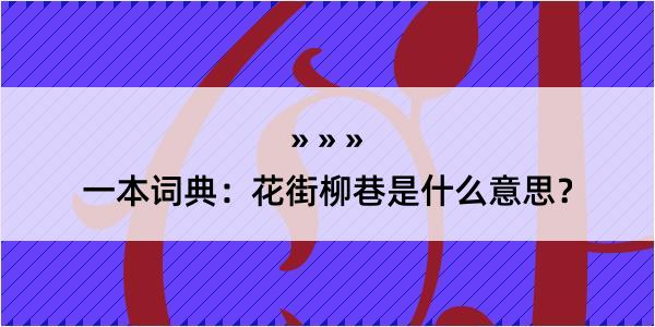 一本词典：花街柳巷是什么意思？