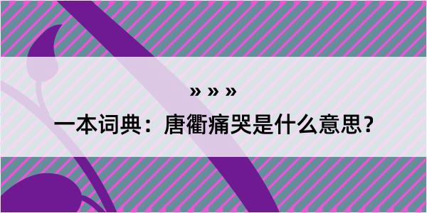 一本词典：唐衢痛哭是什么意思？