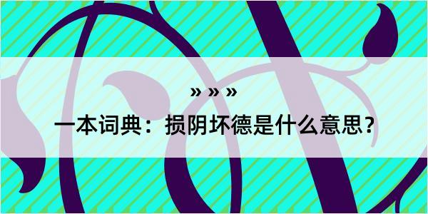 一本词典：损阴坏德是什么意思？