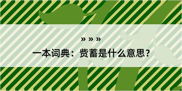 一本词典：赀蓄是什么意思？