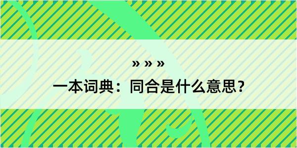 一本词典：同合是什么意思？