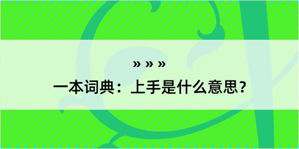 一本词典：上手是什么意思？