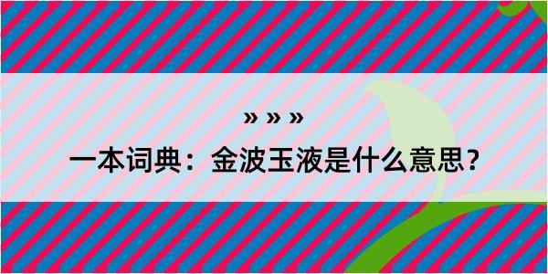 一本词典：金波玉液是什么意思？