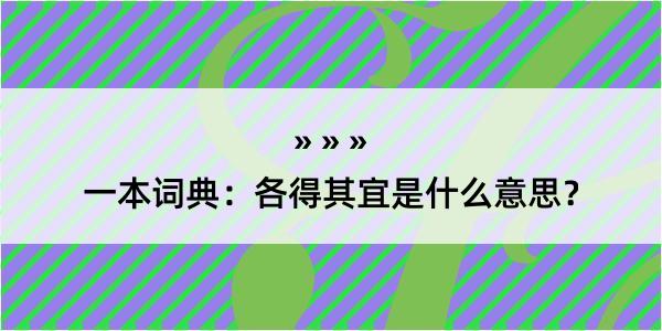 一本词典：各得其宜是什么意思？