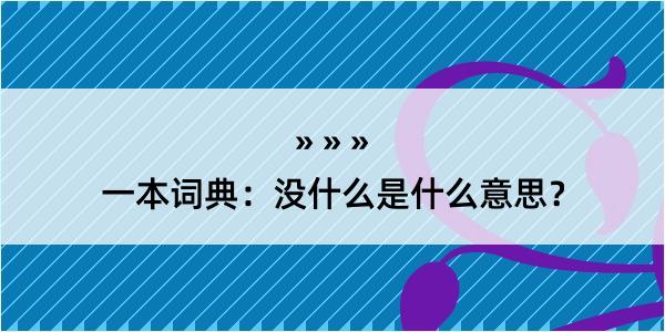 一本词典：没什么是什么意思？