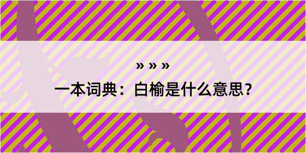 一本词典：白榆是什么意思？