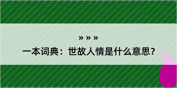 一本词典：世故人情是什么意思？