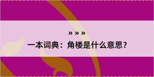 一本词典：角楼是什么意思？