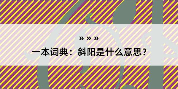 一本词典：斜阳是什么意思？