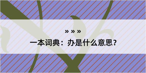 一本词典：办是什么意思？