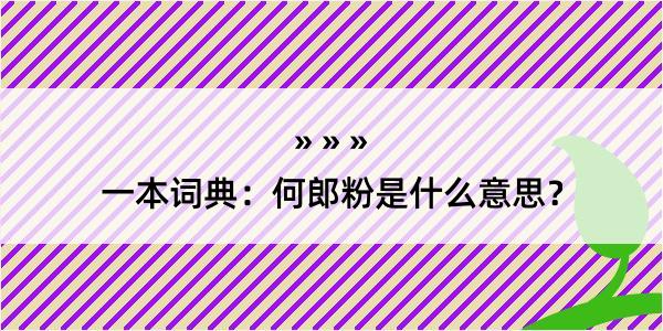 一本词典：何郎粉是什么意思？