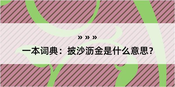 一本词典：披沙沥金是什么意思？