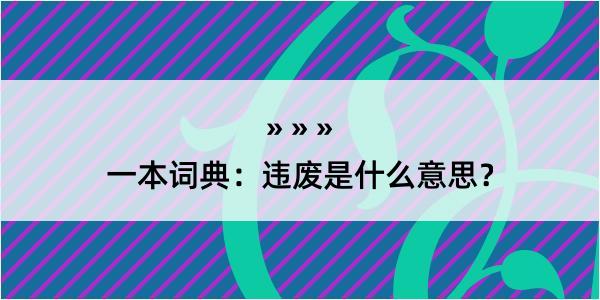 一本词典：违废是什么意思？