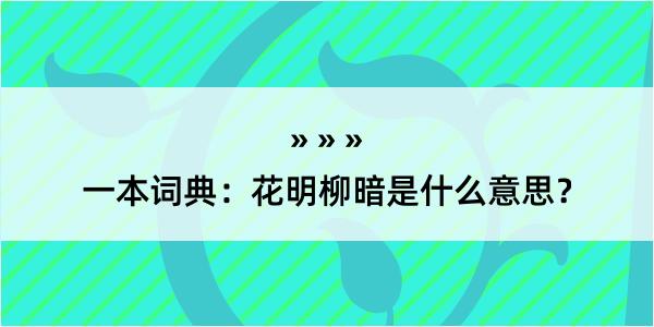 一本词典：花明柳暗是什么意思？