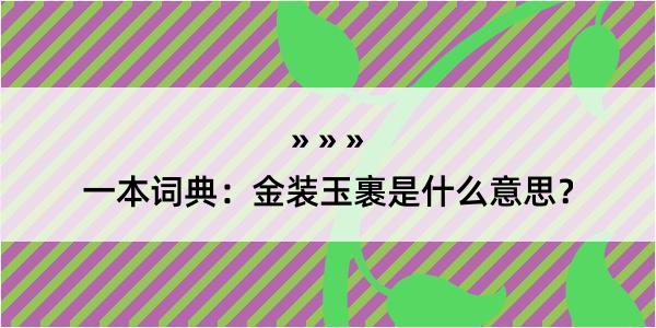 一本词典：金装玉裹是什么意思？