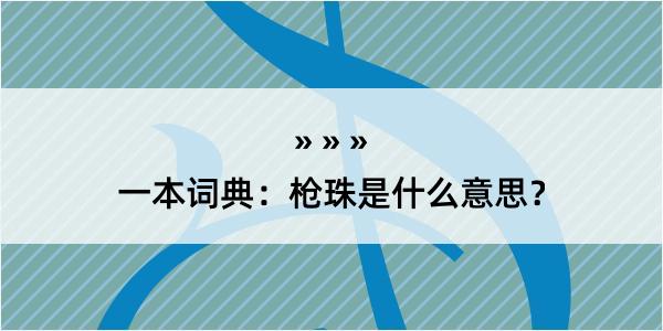 一本词典：枪珠是什么意思？