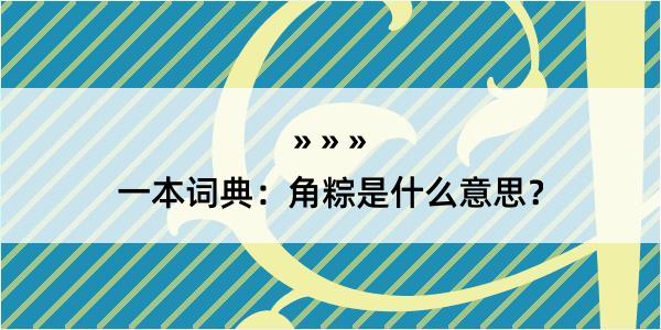 一本词典：角粽是什么意思？