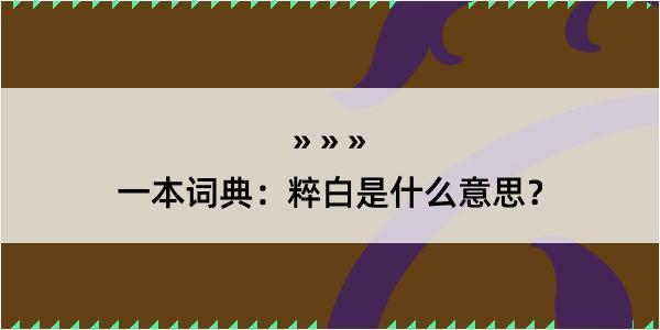 一本词典：粹白是什么意思？