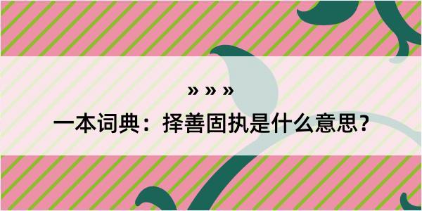 一本词典：择善固执是什么意思？