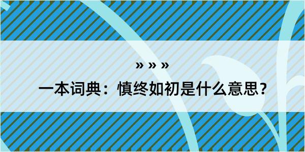 一本词典：慎终如初是什么意思？