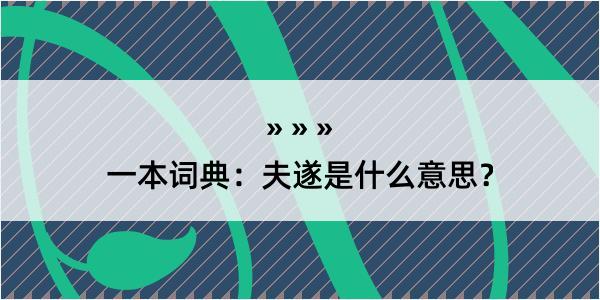 一本词典：夫遂是什么意思？