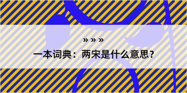 一本词典：两宋是什么意思？