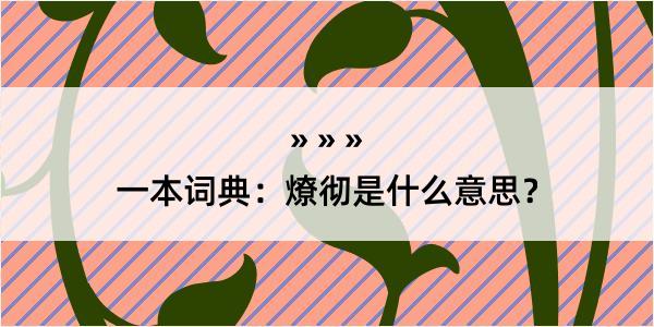 一本词典：燎彻是什么意思？