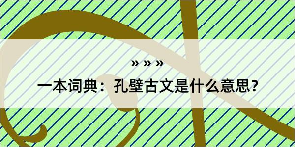 一本词典：孔壁古文是什么意思？