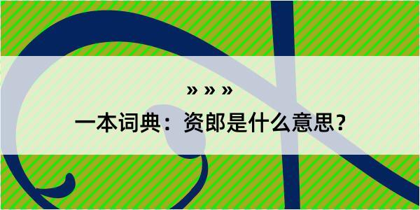 一本词典：资郎是什么意思？