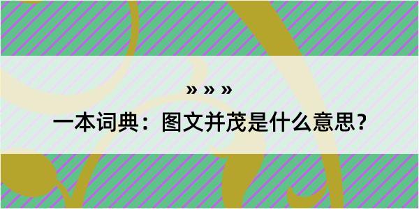 一本词典：图文并茂是什么意思？