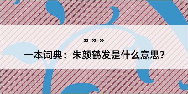 一本词典：朱颜鹤发是什么意思？