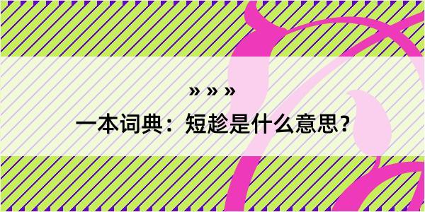 一本词典：短趁是什么意思？