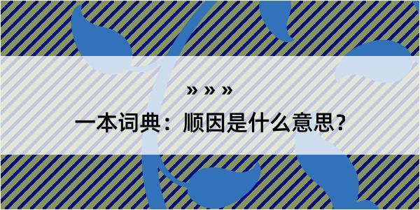 一本词典：顺因是什么意思？