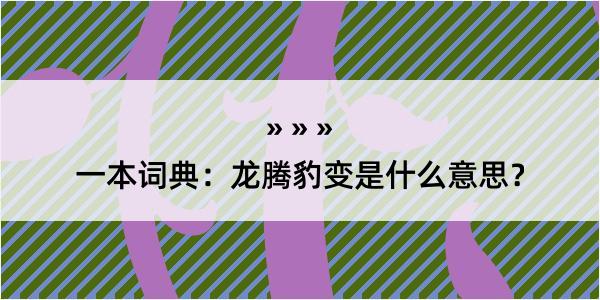 一本词典：龙腾豹变是什么意思？