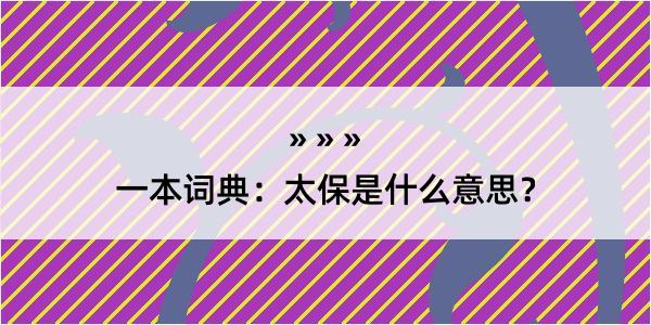 一本词典：太保是什么意思？