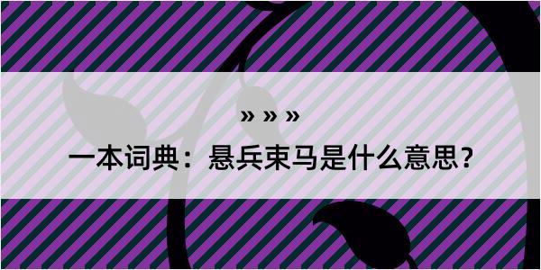 一本词典：悬兵束马是什么意思？