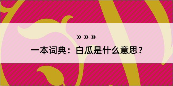 一本词典：白瓜是什么意思？