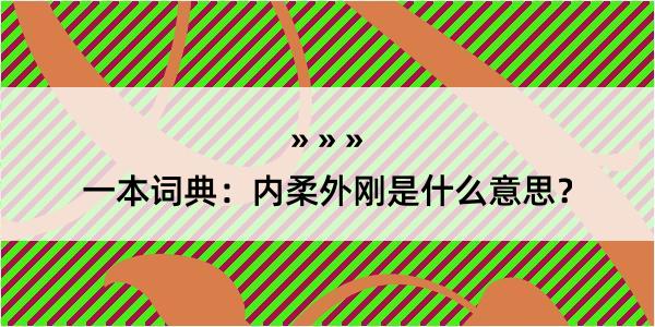 一本词典：内柔外刚是什么意思？