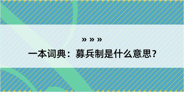 一本词典：募兵制是什么意思？