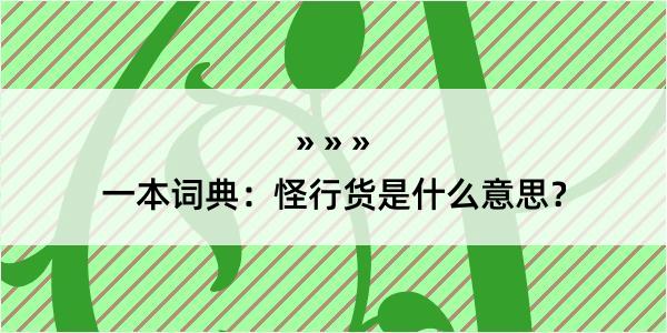 一本词典：怪行货是什么意思？