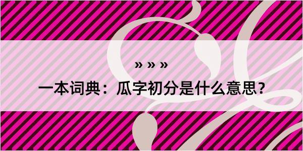 一本词典：瓜字初分是什么意思？