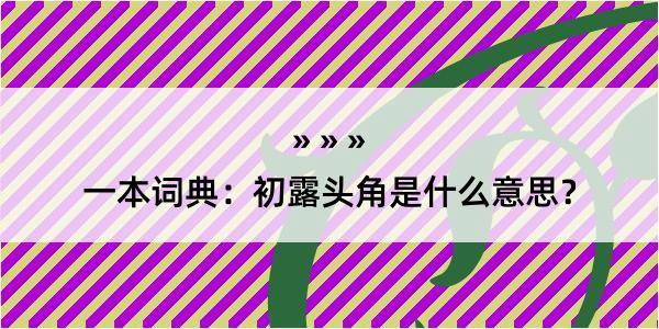 一本词典：初露头角是什么意思？