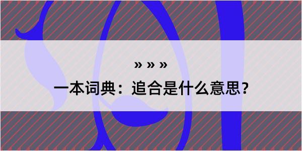 一本词典：追合是什么意思？