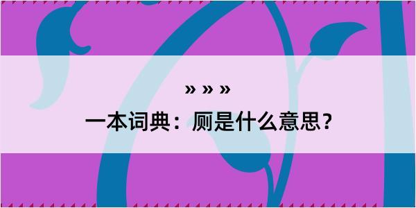 一本词典：厕是什么意思？