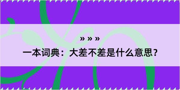 一本词典：大差不差是什么意思？